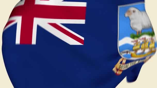 Falkland Islands Malvinas Crumpled Fabric Flag Intro Bandera Malvinas Bandera — Vídeo de stock