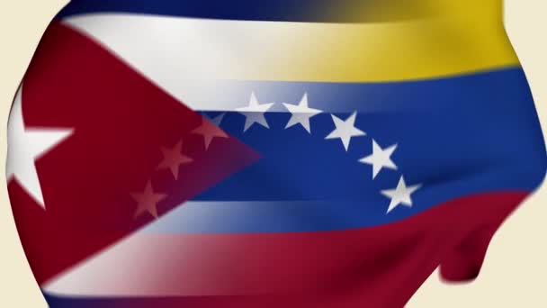 Cuba Venezuela Crumpled Fabric Flag Intro Bandeira Cuba Bandeira Venezuela — Vídeo de Stock