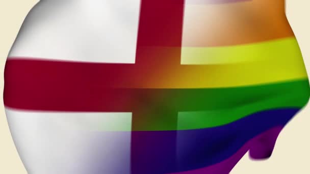 Gay英格兰折皱织物国旗介绍 英国同性恋旗 欧洲旗帜 Lgbt国旗 国旗日 爱国者 现实的动画4K 表面纹理 — 图库视频影像