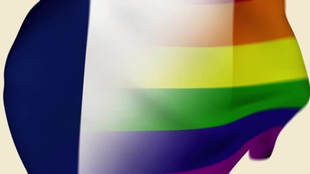 Lgbt Francie Zmačkaný Fabric Flag Intro Lgbt Vlajka Francie Gay — Stock video