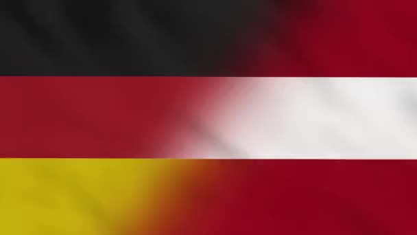 Tyskland Och Österrike Crumpled Fabric Flag Intro Tysklands Flagga Flaggor — Stockvideo