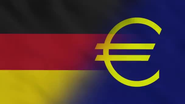 ドイツとユーロはファブリックフラッグの導入を粉砕しました ドイツ国旗 ヨーロッパの旗 ユーロフラッグ お祝いだ 旗の日 愛国者だ 現実的なアニメーション4K 表面の質感 背景生地 — ストック動画