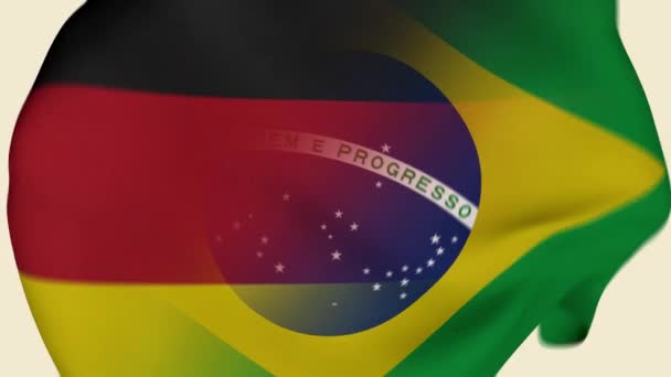 Germania Brasile Tessuto Stropicciato Bandiera Intro Bandiera Della Germania Bandiere — Video Stock