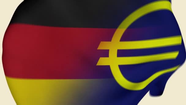 德国和欧洲折皱织物国旗进口 德国国旗 欧洲旗帜 欧洲旗帜 国旗日 爱国者 现实的动画4K 表面纹理 — 图库视频影像