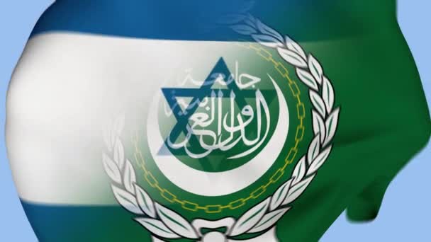 Israël Arabische Liga Kreupele Stof Vlag Intro Arabische Vlaggen Israel — Stockvideo