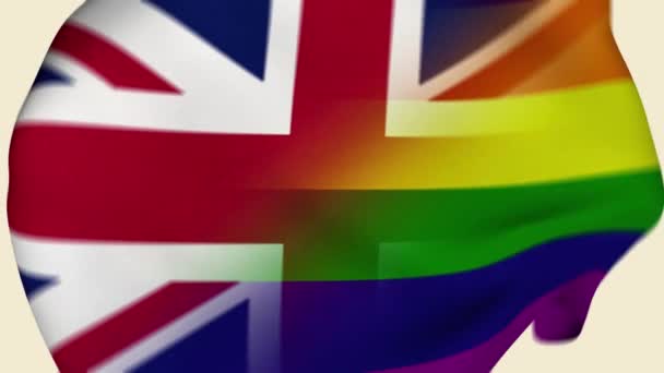 Lgbt Velká Británie Zmačkaná Tkanina Vlajka Intro United Kingdom Flag — Stock video