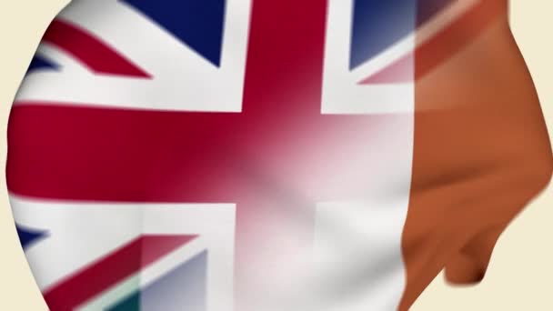 Spojené Království Irsko Zmačkané Fabric Flag Intro United Kingdom Flag — Stock video