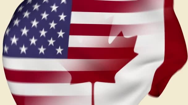 United States Canada Crumpled Fabric Flag Intro Bandera Los Estados — Vídeo de stock