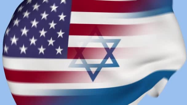 Estados Unidos Israel Tela Arrugada Bandera Introducción Bandera Estados Unidos — Vídeo de stock