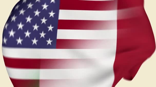 Statele Unite Ale Americii Italia Distrus Drapelul Fabric Intro Steagul — Videoclip de stoc