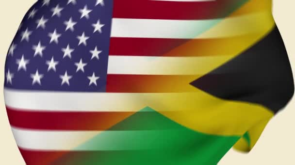 Jamaica Arrugado Tela Bandera Intro Bandera Estados Unidos Bandera Jamaica — Vídeo de stock