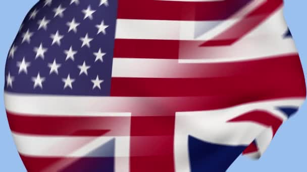 Estados Unidos Reino Unido Tela Arrugada Bandera Intro Bandera Estados — Vídeo de stock