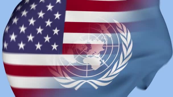 Estados Unidos Naciones Unidas Tela Arrugada Bandera Introducción Bandera Estados — Vídeos de Stock