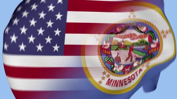 Minnesota State Usa Crumpled Fabric Flag Intro Прапор Сша Державний — стокове відео