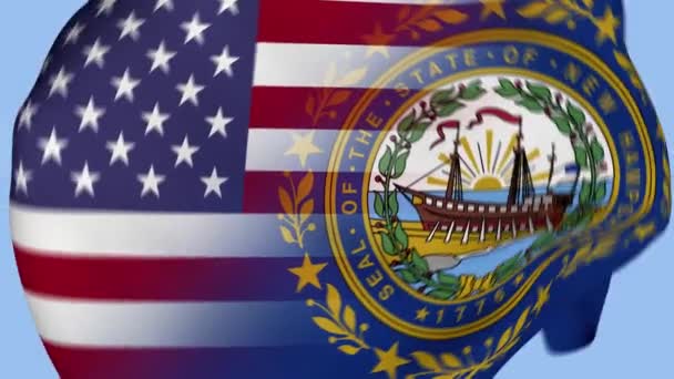 Statul New Hampshire Statele Unite Ale Americii Steagul Steag Crumpled — Videoclip de stoc
