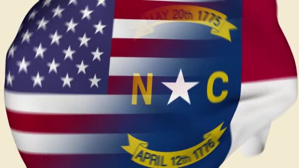 North Carolina State Usa Rumpad Tygflagga Intro Usa Flagga Delstaten — Stockvideo