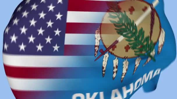 Oklahoma State Usa Crumpled Fabric Flag Intro Bandera Estados Unidos — Vídeo de stock