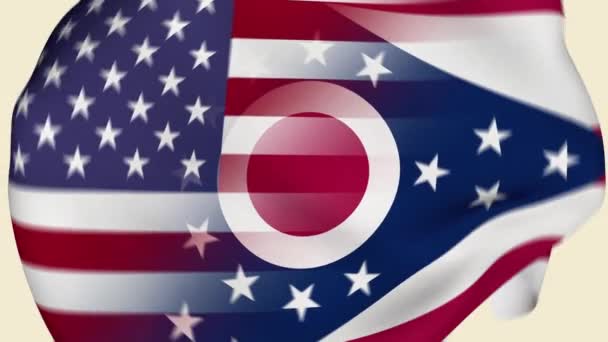 Ohio State Usa Rumpad Tygflagga Intro Usa Flagga Delstaten Ohio — Stockvideo