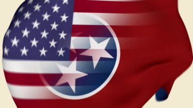 Tennessee State USA Buruşuk Kumaş Bayrağı Girişi. ABD Bayrağı. Tennessee Eyaleti Bayrağı. Kuzey Amerika Bayrakları. Kutlama. Vatanseverler. Gerçekçi Animasyon 4K. Yüzey dokusu. Arkaplan Kumaşı.