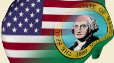 Washington State USA Buruşuk Kumaş Bayrağı Girişi. ABD Bayrağı. Washington Bayrakları Eyaleti. Kuzey Amerika Bayrakları. Kutlama. Vatanseverler. Gerçekçi Animasyon 4K. Yüzey dokusu. Arkaplan Kumaşı.