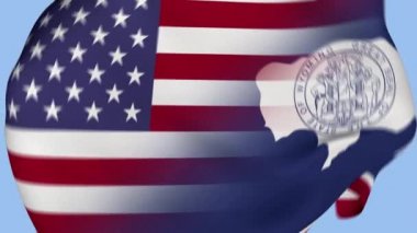 Wyoming Eyaleti ABD Buruşuk Kumaş Bayrağı Girişi. ABD Bayrağı. Wyoming Eyaleti Bayrakları. Kuzey Amerika Bayrakları. Kutlama. Vatanseverler. Gerçekçi Animasyon 4K. Yüzey dokusu. Arkaplan Kumaşı.