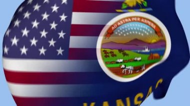 Kansas State USA Buruşuk Kumaş Bayrağı Girişi. ABD Bayrağı. Kansas Eyaleti Bayrakları. Kuzey Amerika Bayrakları. Kutlama. Vatanseverler. Gerçekçi Animasyon 4K. Yüzey dokusu. Arkaplan Kumaşı.