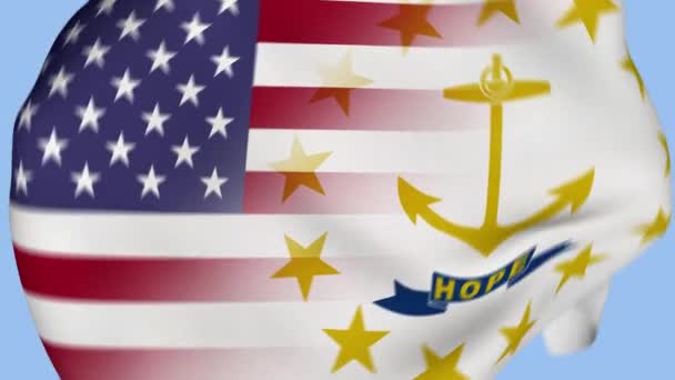 Rhode Island Állam Usa Gyűrött Szövet Zászló Intro Amerikai Zászló — Stock videók