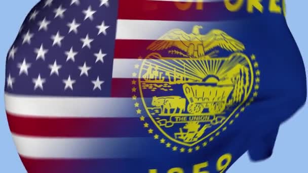 Oregon State Usa Crumpled Fabric Flag Intro Bandera Estados Unidos — Vídeos de Stock