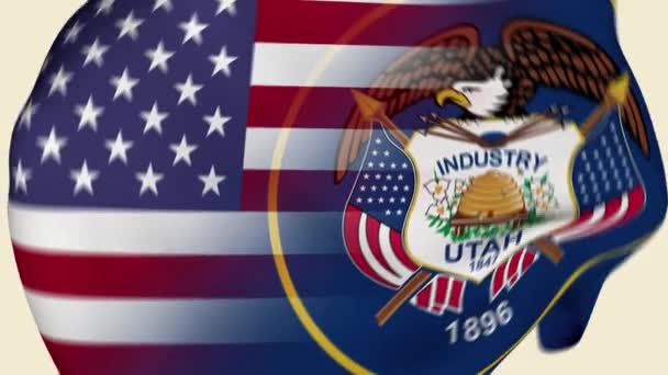 Utah State Usa Rumpad Tygflagga Intro Usa Flagga Delstaten Utah — Stockvideo