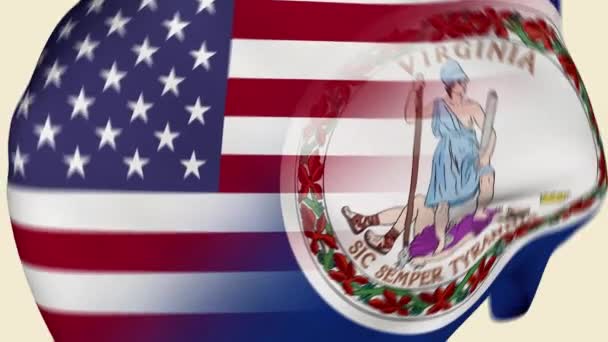 Virginia State Usa Crumpled Fabric Flag Intro Bandera Estados Unidos — Vídeos de Stock