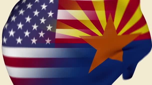 Arizona State Usa Crumpled Fabric Flag Intro Bandera Estados Unidos — Vídeo de stock