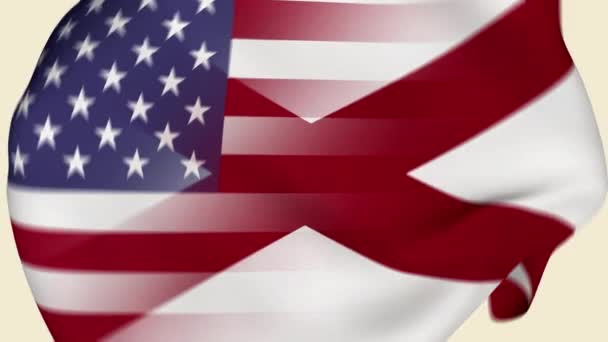 Alabama State Usa Crumpled Fabric Flag Intro Bandera Estados Unidos — Vídeo de stock