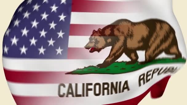 California State Usa Crumpled Fabric Flag Intro State California Flags — Video