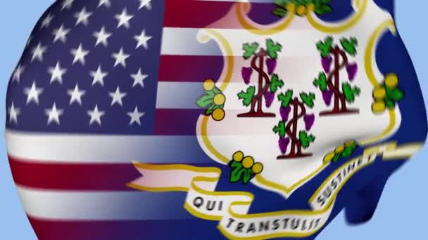 Connecticut State Usa Rumpad Tygflagga Intro Delstaten Connecticut Flags Nordamerikas — Stockvideo