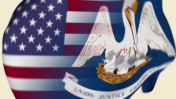 Louisiana State Usa Crumpled Fabric Flag Intro Bandera Estados Unidos — Vídeo de stock