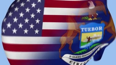 Michigan State USA Buruşuk Kumaş Bayrağı Girişi. ABD Bayrağı. Michigan Eyaleti Bayrakları. Kuzey Amerika Bayrakları. Kutlama. Vatanseverler. Gerçekçi Animasyon 4K. Yüzey dokusu. Arkaplan Kumaşı.