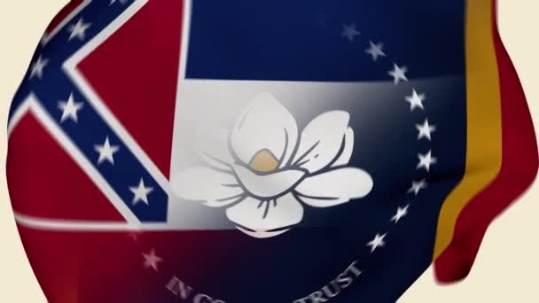 Mississippi State Usa Zmačkaná Fabric Flag Intro Usa Flag Stát — Stock video