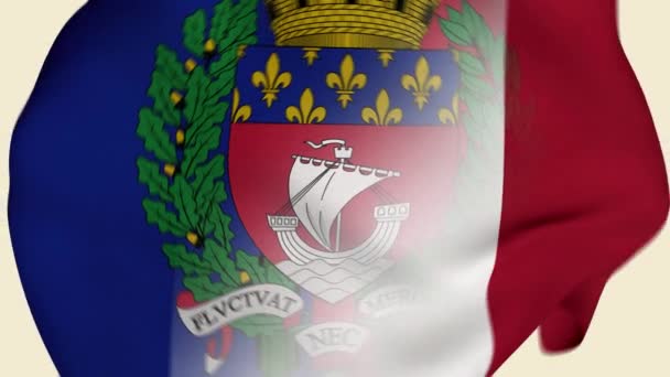 法国巴黎折皱了面料国旗的进口 巴黎国旗 欧洲旗帜 法国国旗 国旗日 爱国者 现实的动画4K 表面纹理 — 图库视频影像