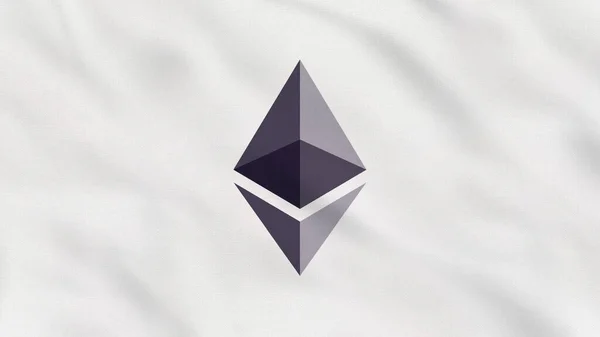Ethereum Dalgalı Kumaş Bayrağı. Kripto para birimi. Engelleme Teknolojisi, Yerel Bozukluk Para Birimi. Arkaplan Kumaşı.