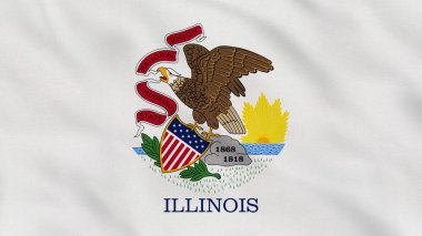 Illinois Eyaleti, ABD Dalgalı Kumaş Bayrağı. ABD Bayrağı. Illinois bayrağı. Kuzey Amerika Bayrakları. Kutlama. Vatanseverler. Arkaplan Kumaşı.