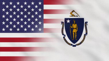 Massachusetts Eyaleti, ABD Dalgalı Kumaş Bayrağı. ABD Bayrağı. Massachusetts Eyaleti Bayrakları. Kuzey Amerika Bayrakları. Kutlama. Vatanseverler. Arkaplan Kumaşı.