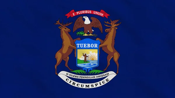 Michigan Eyaleti, ABD Dalgalı Kumaş Bayrağı. ABD Bayrağı. Michigan Eyaleti Bayrağı. Kuzey Amerika Bayrakları. Kutlama. Vatanseverler. Arkaplan Kumaşı.