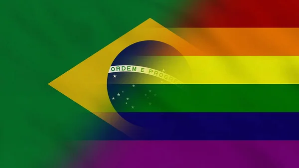 LGBT Brezilya Dalgalı Kumaş Bayrağı. LGBT bayrağı. Brezilya Bayrağı. Güney Amerika Gay Bayrakları. Kutlama. Arkaplan Kumaşı.
