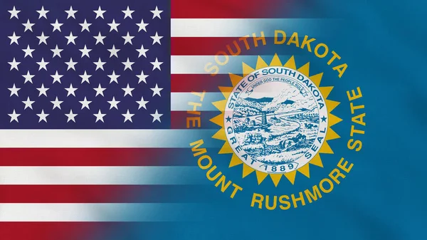 Güney Dakota Eyaleti, ABD Dalgalı Kumaş Bayrağı. ABD Bayrağı. Güney Dakota bayrağı. Kuzey Amerika Bayrakları. Kutlama. Vatanseverler. Arkaplan Kumaşı.