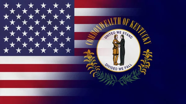 Kentucky Eyaleti, ABD Dalgalı Kumaş Bayrağı. ABD Bayrağı. Kentucky Bayrakları Eyaleti. Kuzey Amerika Bayrakları. Kutlama. Vatanseverler. Arkaplan Kumaşı.