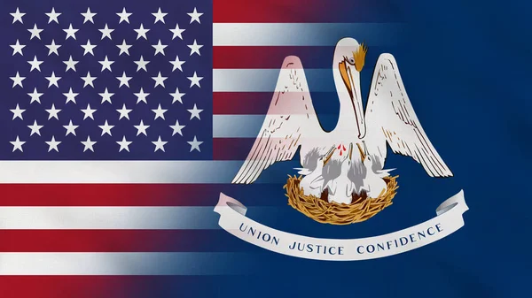 Louisiana Eyaleti, ABD Dalgalı Kumaş Bayrağı. ABD Bayrağı. Louisiana Eyaleti Bayrakları. Kuzey Amerika Bayrakları. Kutlama. Vatanseverler. Arkaplan Kumaşı.