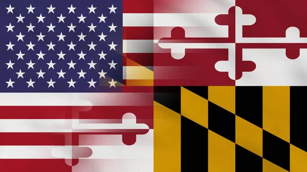 Drapeau Tissu Ondulé État Maryland Aux États Unis Drapeau Des — Photo