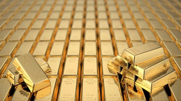 Gold bars 1000 grams. 3d rendering - illustration.Gold bars and Financial concept.