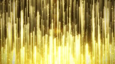 Altın parçacık ışığı yükseliyor, altın lüks parçacık şeridi arka plan. Oscar ödülleri galası arka plan videosu. Parlak parçacıkların döküldüğü yaratıcı doku. Kazanan screan soyut arkaplan.