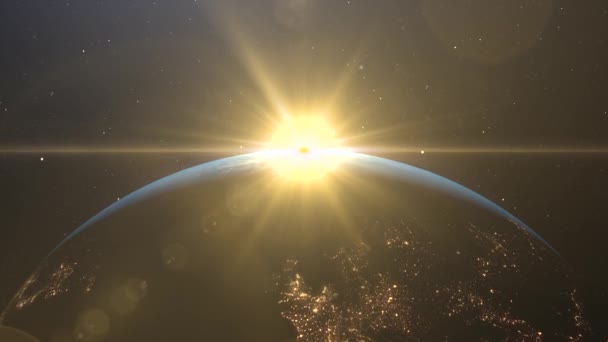 Beautiful Sunrise World Skyline Planet Bumi Dari Luar Angkasa Animasi — Stok Video